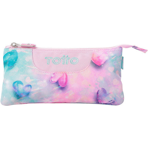 Estojo Triplo Corações Glitter Totto