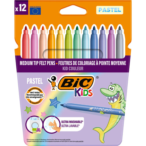 Marcadores Colorir Pastel Kid Couleur 12 Unidades Bic