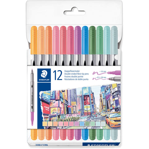 Marcadores Colorir Duplo Pastel 12 Unidades Staedtler