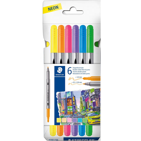 Marcadores Colorir Duplo Neon 6 Unidades Staedtler