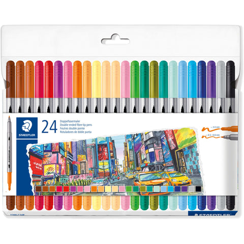 Marcadores de Colorir Ponta Dupla 24 Unidades Staedtler