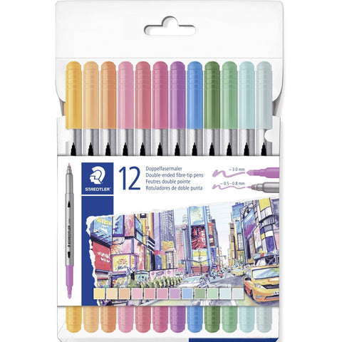 Marcadores Colorir Fibra Duplo 12 Unidades Noris