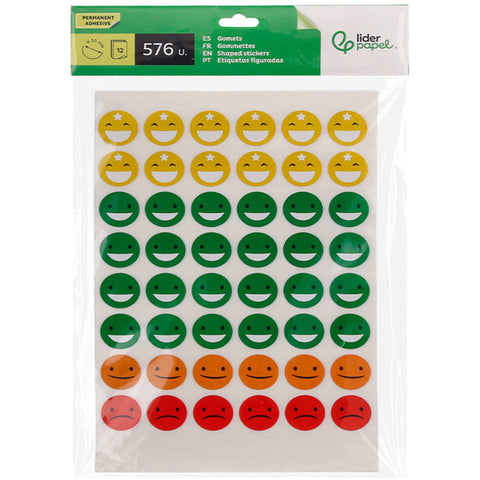 Etiquetas de Caras Coloridas 576 Unidades Liderpapel