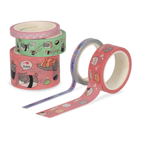 Conjunto 5 Washi Tapes - Gato