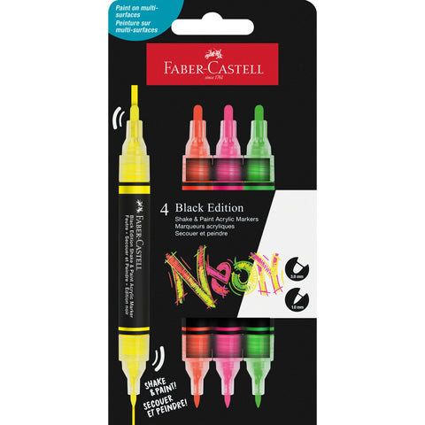 Marcador Acrilico Black Edition Tons Neon 4 Unidades Faber-Castell
