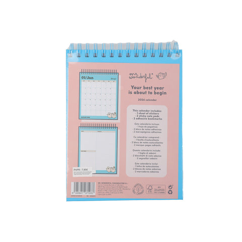 Pequeno calendário de secretária 2026 - No filters