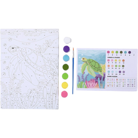 Kit por Números com Tela e Aguarelas (várias opções)