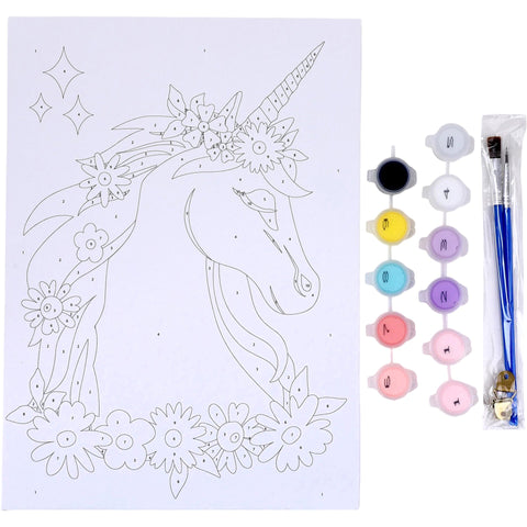 Kit Colorir por Números com Tela e Aguarelas (várias opções)
