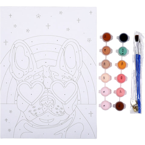 Kit Colorir por Números com Tela e Aguarelas (várias opções)