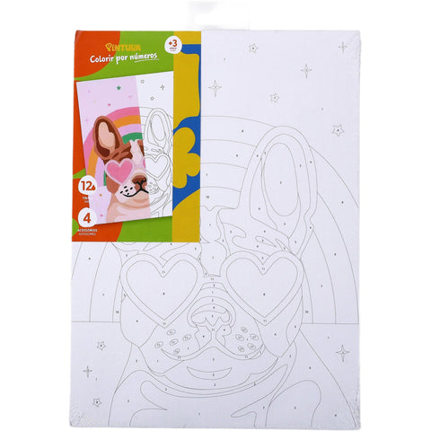 Kit Colorir por Números com Tela e Aguarelas (várias opções)