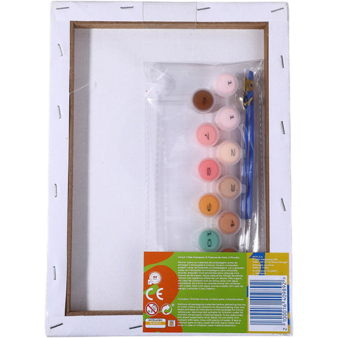 Kit Colorir por Números com Tela e Aguarelas (várias opções)