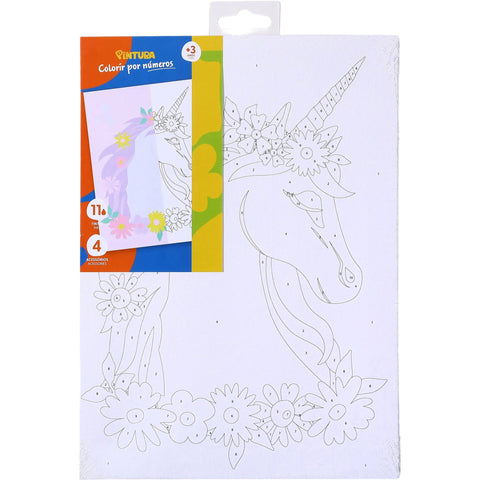 Kit Colorir por Números com Tela e Aguarelas (várias opções)