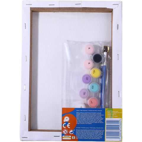 Kit Colorir por Números com Tela e Aguarelas (várias opções)