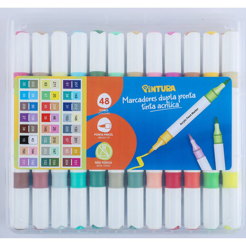 Marcadores de Colorir Ponta Dupla Tinta Acrílica