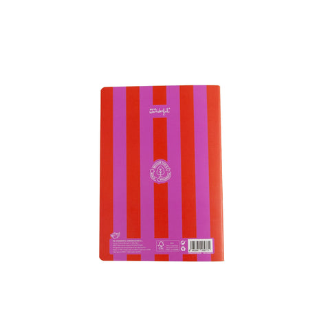 Caderno A5 Riscas - Rosa E Vermelho