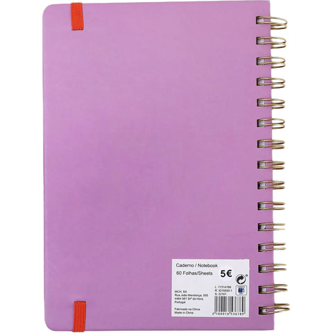 Caderno Espiral Formato A5 Com Elástico 60 Folhas Pautado Mixed Canvas