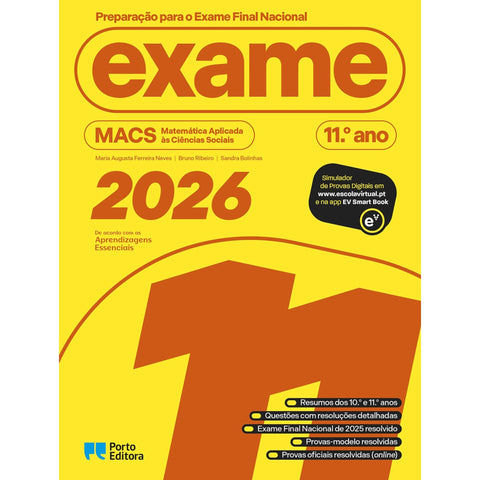 Preparação para o Exame Final Nacional 2026 - Macs - Matemática Aplicada às Ciências Sociais - 11.º Ano