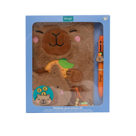 Conjunto Caderno A5, Bolsa, Caneta Ap-Capivara