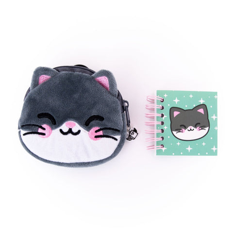Bolsa E Porta-Chave,Minicaderno - Gato