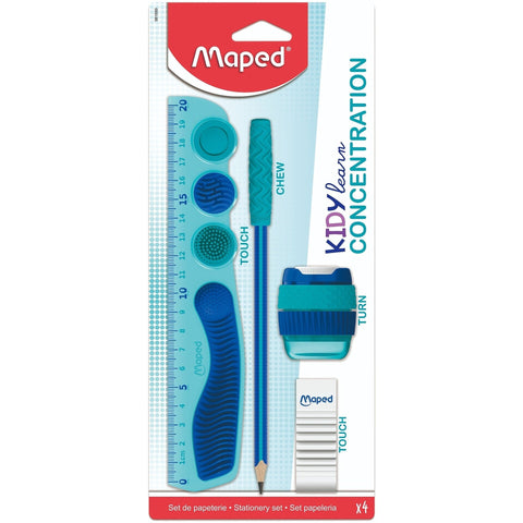 Conjunto Escolar Kidy Learn Concentration 4 Unidades Azul Maped