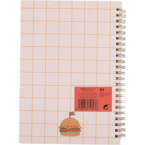 Caderno Espiral A5 Pautado com Squichy 60 Folhas Fun Food