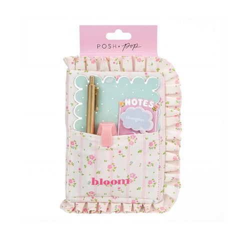 Conjunto Caderno Tecido Com Bolso + Caneta