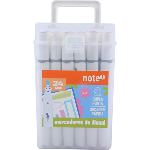 Marcadores de Colorir Ponta Dupla Cores Pastel 24 Unidades Note!