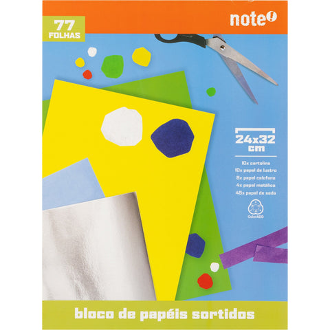 Bloco de Papeis Sortido para Trabalhos Manuais 77 Folhas Note!