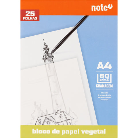 Bloco de Papel Vegetal A4 25 Folhas Note!