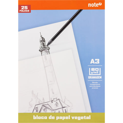Bloco de Papel Vegetal A3 25 Folhas Note!