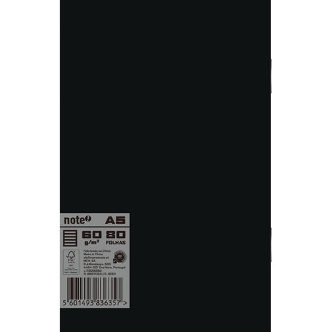 Caderno Agrafado A5 Capa Preta Pautado Note!