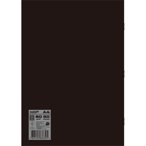 Caderno Agrafado A4 Capa Preta Plastificado 80 Folhas Pautado Note!