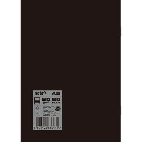 Caderno Agrafado A5 Capa Preta Plastificado Pautado Note!