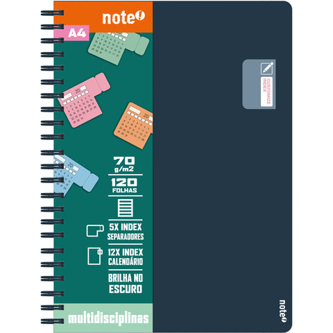 Caderno Espiral A4 Capa Dura Multidisciplina Pautado (várias cores) Note!