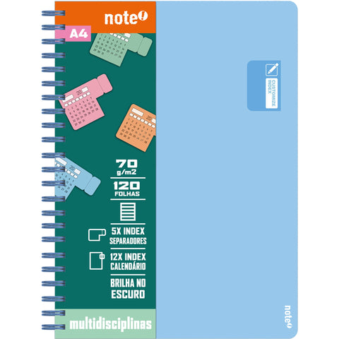 Caderno Espiral A4 Capa Dura Multidisciplina Pautado (várias cores) Note!