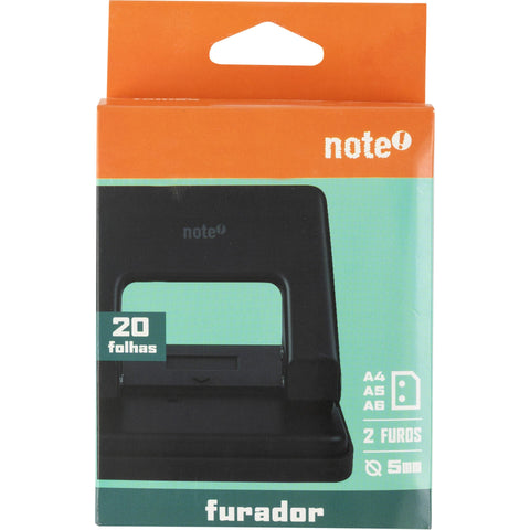 Furador para 20 Folhas Preto Note!