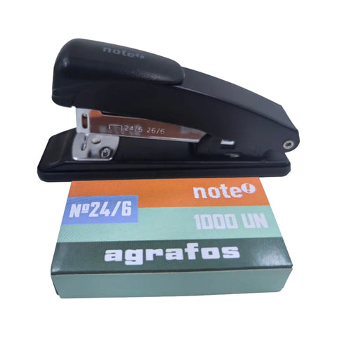 Agrafador Metálico para 25 Folhas com Recarga de 1000 Agrafos Note!