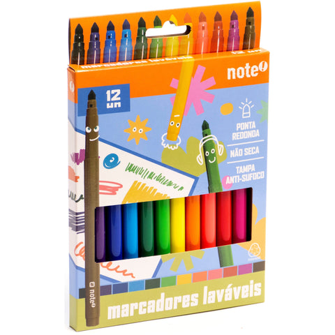 Marcadores de Colorir Laváveis 12 Unidades Note!