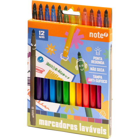 Marcadores de Colorir Laváveis 12 Unidades Note!