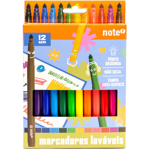 Marcadores de Colorir Laváveis 12 Unidades Note!