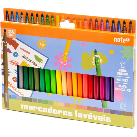 Marcadores de Colorir Laváveis 24 Unidades Note!