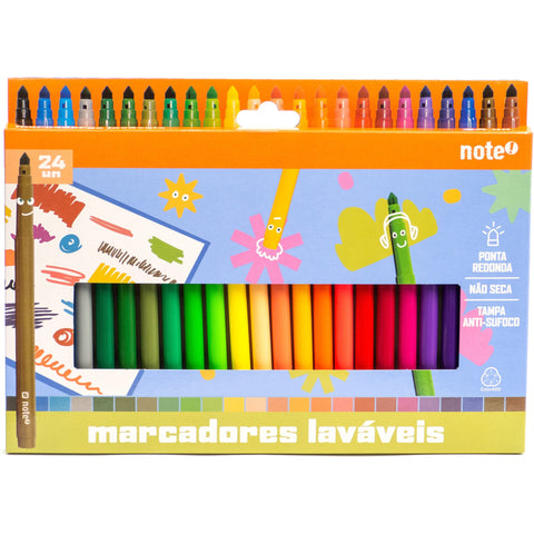 Marcadores de Colorir Laváveis 24 Unidades Note!