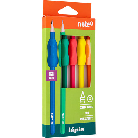 Lapis Grafite HB em Resina com Grip 6 Unidades Note!