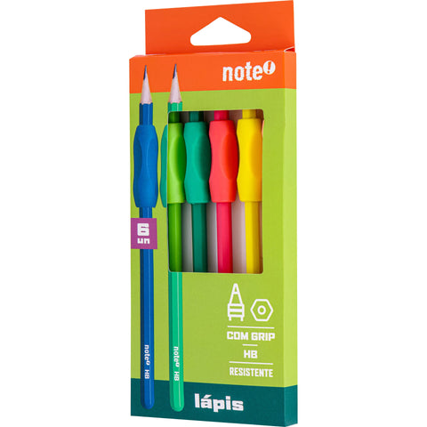 Lapis Grafite HB em Resina com Grip 6 Unidades Note!