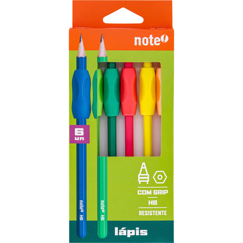 Lapis Grafite HB em Resina com Grip 6 Unidades Note!