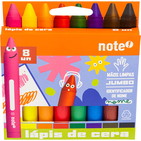 Lápis Cera Mega 8 Unidades Note!