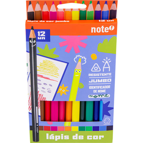 Lápis Cor Resina Mega 12 Unidades Note!