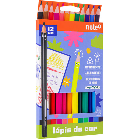 Lápis de Cor em Resina Mega 12 Unidades Note!