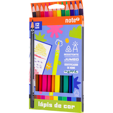Lápis de Cor em Resina Mega 12 Unidades Note!