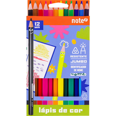 Lápis de Cor em Resina Mega 12 Unidades Note!